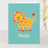 Aangepaste Cute Lion Vaderdag Kaart (Gele Bloem)