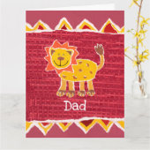 Aangepaste Cute Lion Vaderdag Kaart (Gele Bloem)
