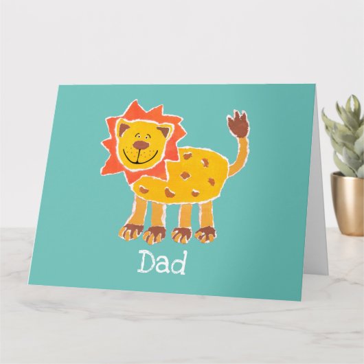 Aangepaste Cute Lion Vaderdag Kaart (Kleine Plant)