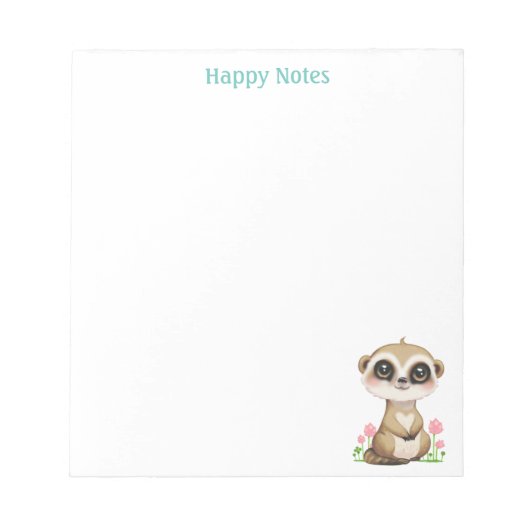 Aangepaste Cute Meerkat en Bloemen Notitieblok (Voorkant)