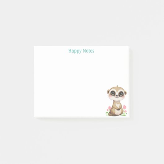 Aangepaste Cute Meerkat en Bloemen Post-it® Notes (Voorkant)