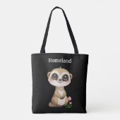 Aangepaste Cute Meerkat en Bloemen Tote Bag (Achterkant)