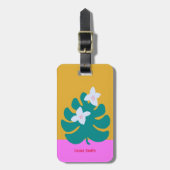 Aangepaste cute moderne palm naam gele Tag Bagagelabel (Voorkant verticaal)