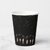 Aangepaste Cute moderne Zwarte & Gouden Afstuderen Papieren Bekers (Achterkant)