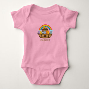 Aangepaste Cute Noah Ark Baby Girl Bodysuit