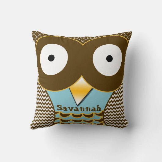 Aangepaste Cute Owl Blue en Oranje American Mojo Kussen (Achterkant)