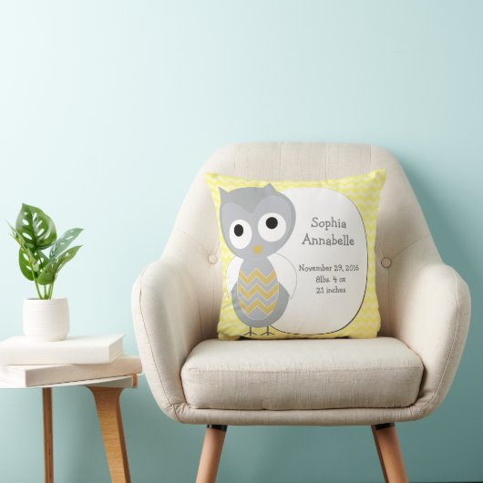 Aangepaste Cute Owl Gray Chevron Pillow Kussen (Stoel)