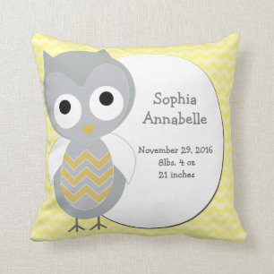 Aangepaste Cute Owl Gray Chevron Pillow Kussen