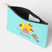 Aangepaste Cute Owl Yellow Pink Illustratie Etui (Open)