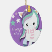 Aangepaste Cute Paarse Unicorn Keramisch Ornament (Rechts)