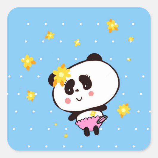 Aangepaste Cute Panda Baby Vierkante Sticker (Voorkant)