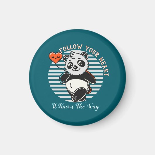 Aangepaste "Cute Panda "Follow Your Heart"" Magneet (Voorkant)