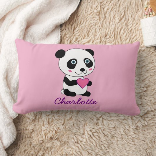 Aangepaste Cute Panda met een roze hart Kussen (Deken)