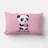 Aangepaste Cute Panda met een roze hart Kussen (Voorkant)