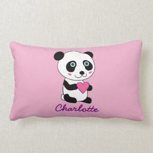 Aangepaste Cute Panda met een roze hart Kussen
