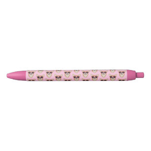 Aangepaste Cute Pembroke Welsh Corgi Pink Zwarte Inkt Pen