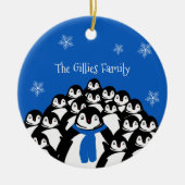 Aangepaste Cute Penguin Familie Keramisch Ornament (Voorkant)