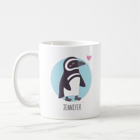 Aangepaste Cute Penguin Vriendin Koffiemok (Links)