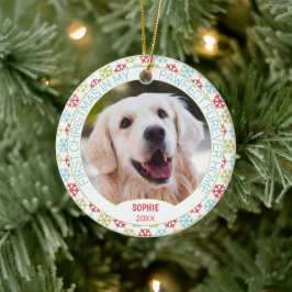 Aangepaste cute pet foto 1 Kerstmis op sneeuwvlokk Keramisch Ornament