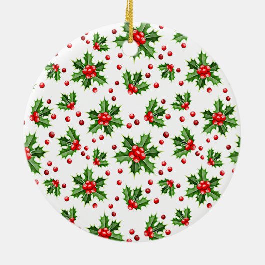 Aangepaste Cute Pet-foto 1e kerst op hulstbes Keramisch Ornament (Achterkant)