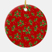 Aangepaste Cute Pet Foto 1e Kerst op Hulstbes Keramisch Ornament (Achterkant)