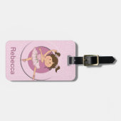 Aangepaste Cute Pink Ballerina Bagagelabel (Voorkant horizontaal)