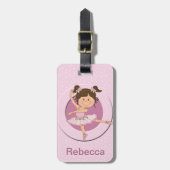 Aangepaste Cute Pink Ballerina Bagagelabel (Voorkant verticaal)
