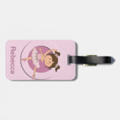 Aangepaste Cute Pink Ballerina Bagagelabel (Achterkant horizontaal)