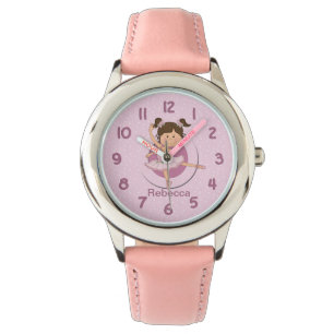 Aangepaste Cute Pink Ballerina Horloge