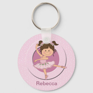 Aangepaste Cute Pink Ballerina Sleutelhanger