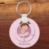 Aangepaste Cute Pink Ballerina Sleutelhanger (Voorkant)