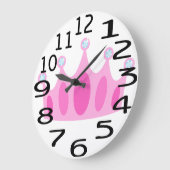 Aangepaste Cute Pink Crown Princess Wall Clock Grote Klok (Hoek)