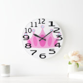 Aangepaste Cute Pink Crown Princess Wall Clock Grote Klok (Huis)