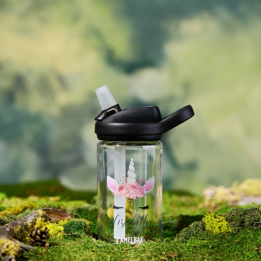 Aangepaste Cute Pink Kinder Unicorn Waterfles (Buiten)