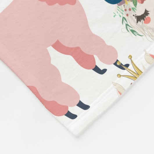 Aangepaste Cute Pink Llama en Green Cactus Fleece Deken (Hoek)