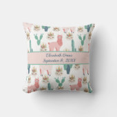 Aangepaste Cute Pink Llama en Green Cactus Kussen (Voorkant)