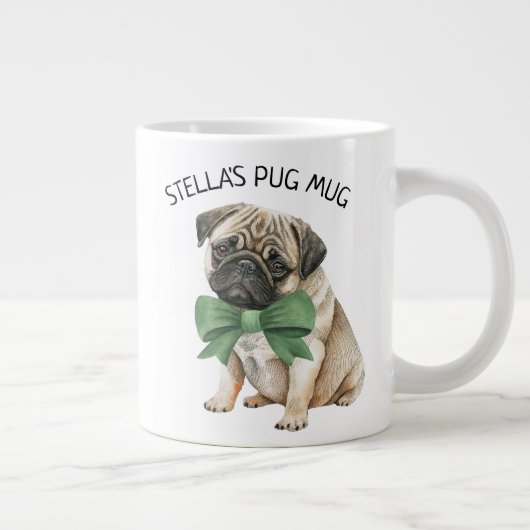 Aangepaste Cute Pug Grote Koffiekop (Rechts)