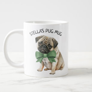 Aangepaste Cute Pug Grote Koffiekop