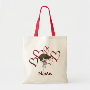 Aangepaste Cute Puppy And Hearts Tote Bag