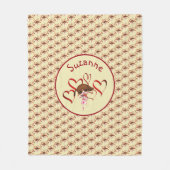 Aangepaste Cute Puppy En Rode Harten Fleece Deken (Voorkant)