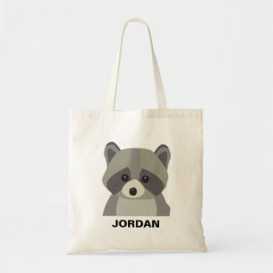 Aangepaste Cute raccoon moderne, neutrale kleuren Tote Bag