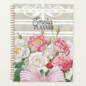Aangepaste cute retro bloem strepen leraar chic planner (Voorkant)