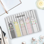 Aangepaste Cute Retro Colorful Llamas iPad Pro Cover<br><div class="desc">Het productontwerp bevat een illustratie van retro kleurrijke versierde lama's. Dit schattige dierenontwerp met witte strepen maakt een schattige moderne en unieke kinder iPad cover met gepersonaliseerde tekst en achtergrondkleur.</div>