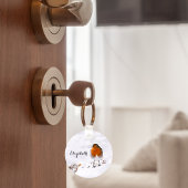 Aangepaste cute Robin vogel in sneeuw met naam Sleutelhanger