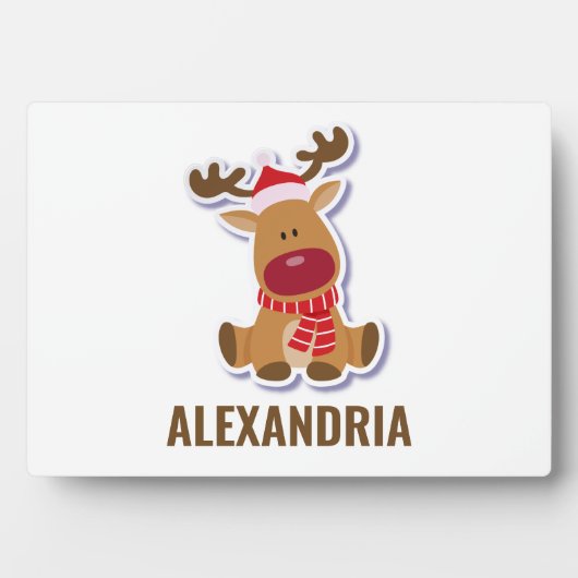 Aangepaste cute Rudolph rendier Kerstman Kerstmis Fotoplaat (voorkant)