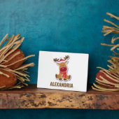 Aangepaste cute Rudolph rendier Kerstman Kerstmis Fotoplaat (Zijkant)