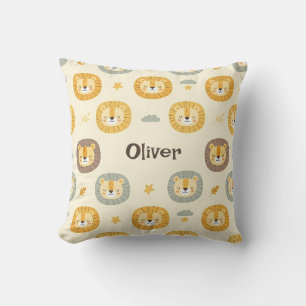 Aangepaste Cute Safari Leeuwengezicht Patroon  Kussen