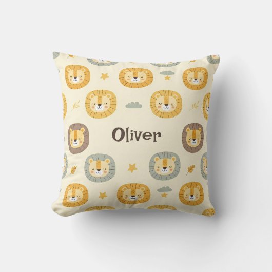 Aangepaste Cute Safari Leeuwengezicht Patroon Kussen (Voorkant)