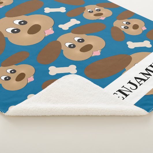 Aangepaste Cute Smiling Dog with Big Ears Sherpa Deken (3/4)