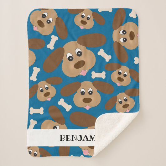 Aangepaste Cute Smiling Dog with Big Ears Sherpa Deken (Voorkant)